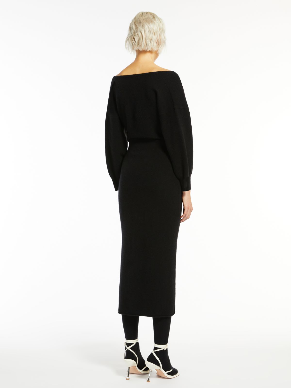 Low-cut dress in stretch cashmere - BLACK - Max Mara - 3