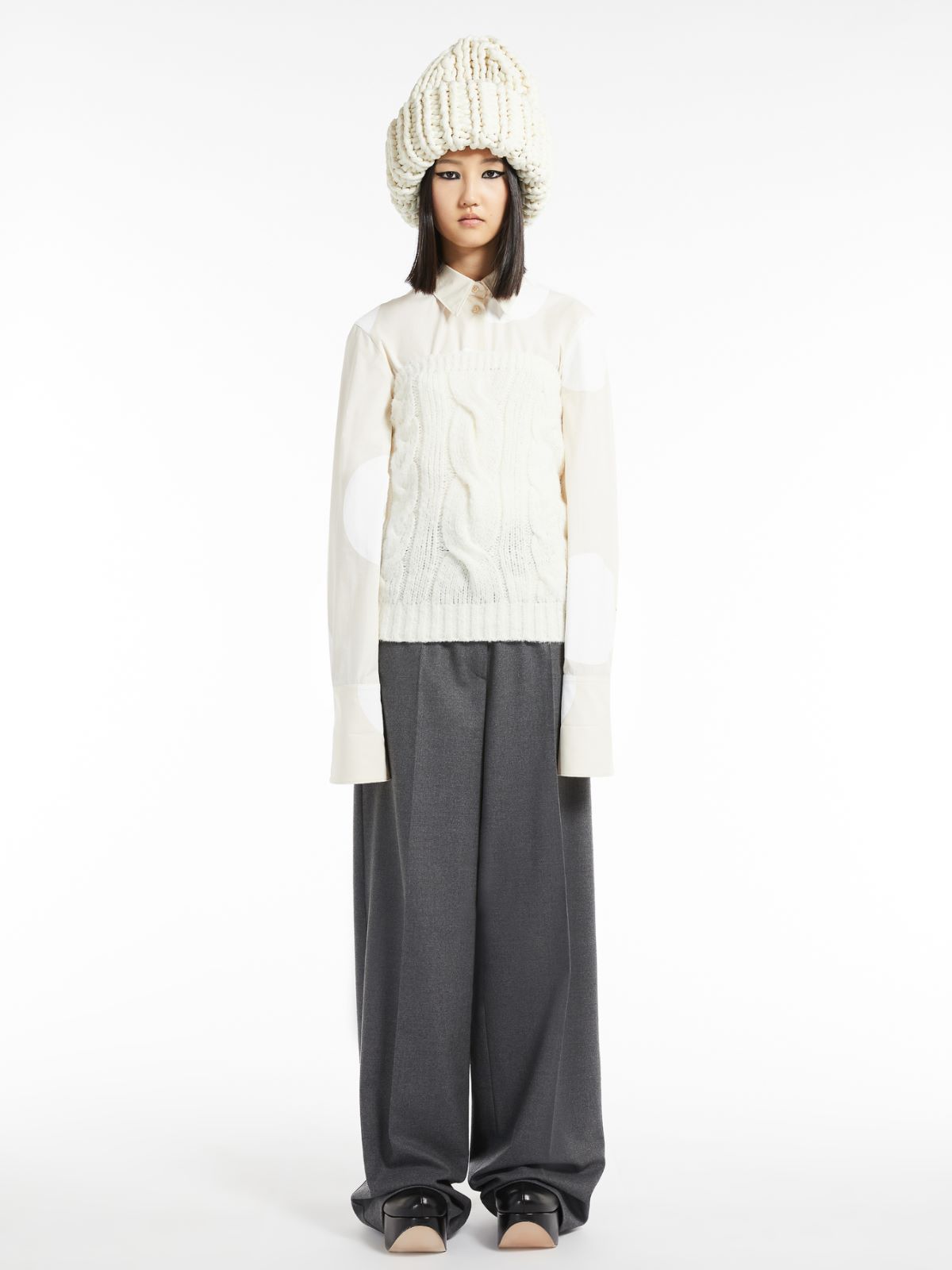 Sleeveless top in alpaca blend - WHITE - Max Mara