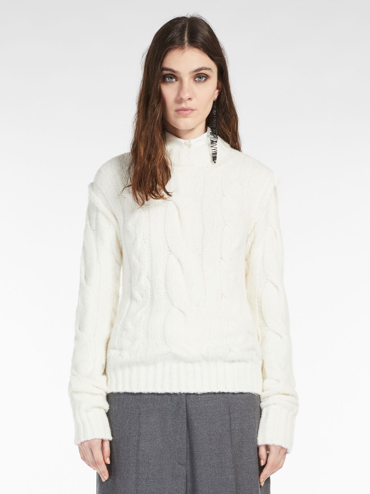 Alpaca blend crew-neck jumper - WHITE - Max Mara - 2