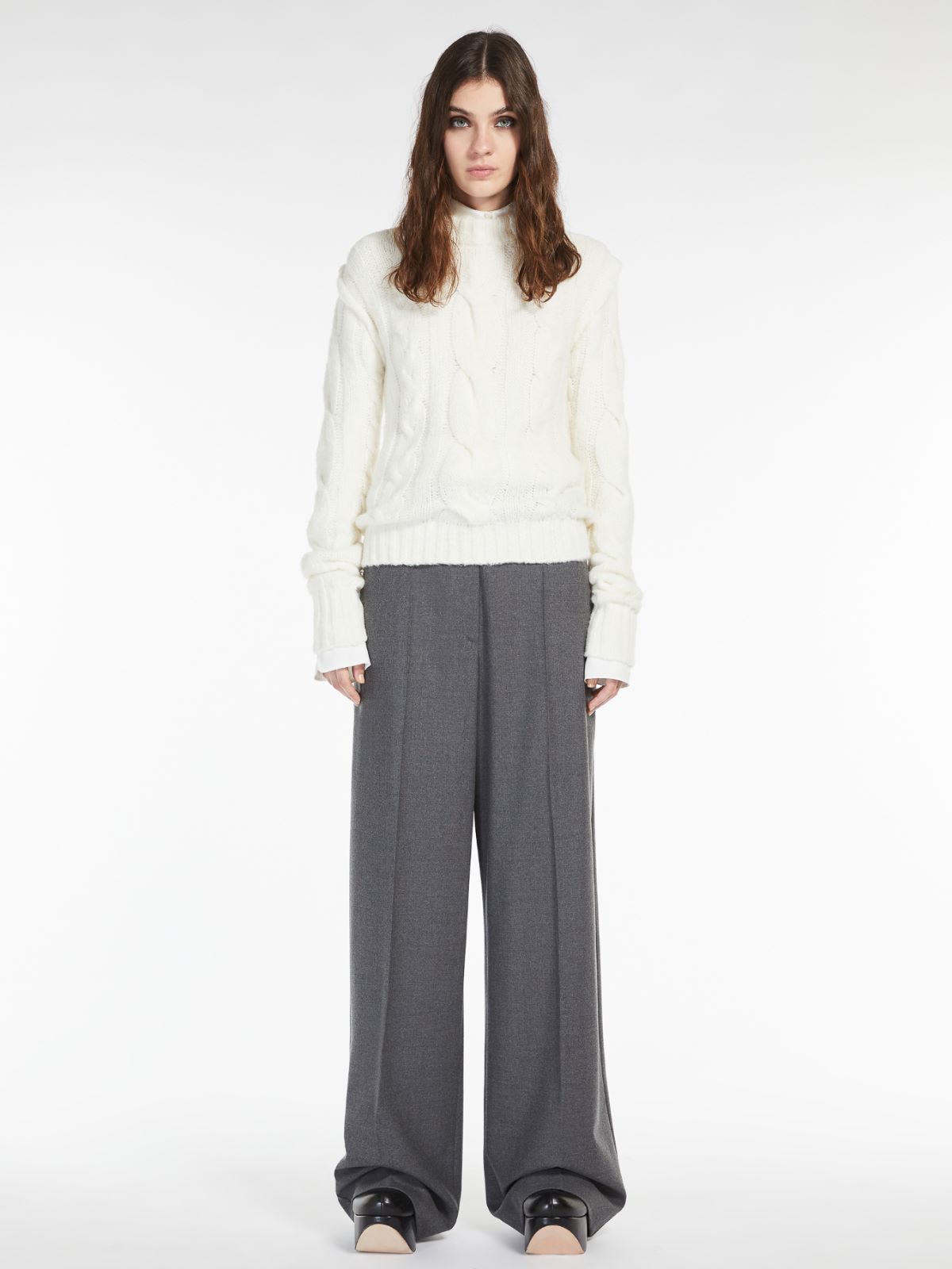 Alpaca blend crew-neck jumper - WHITE - Max Mara