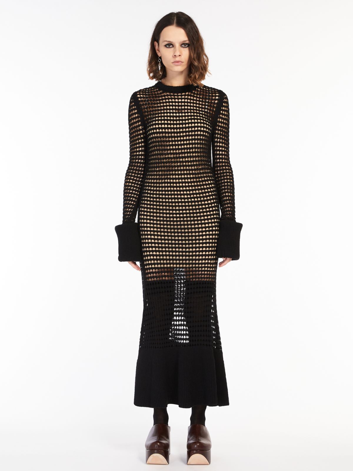 Knitted flounce dress - BLACK - Max Mara - 2