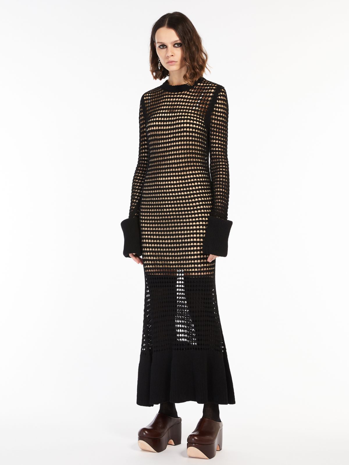 Knitted flounce dress - BLACK - Max Mara