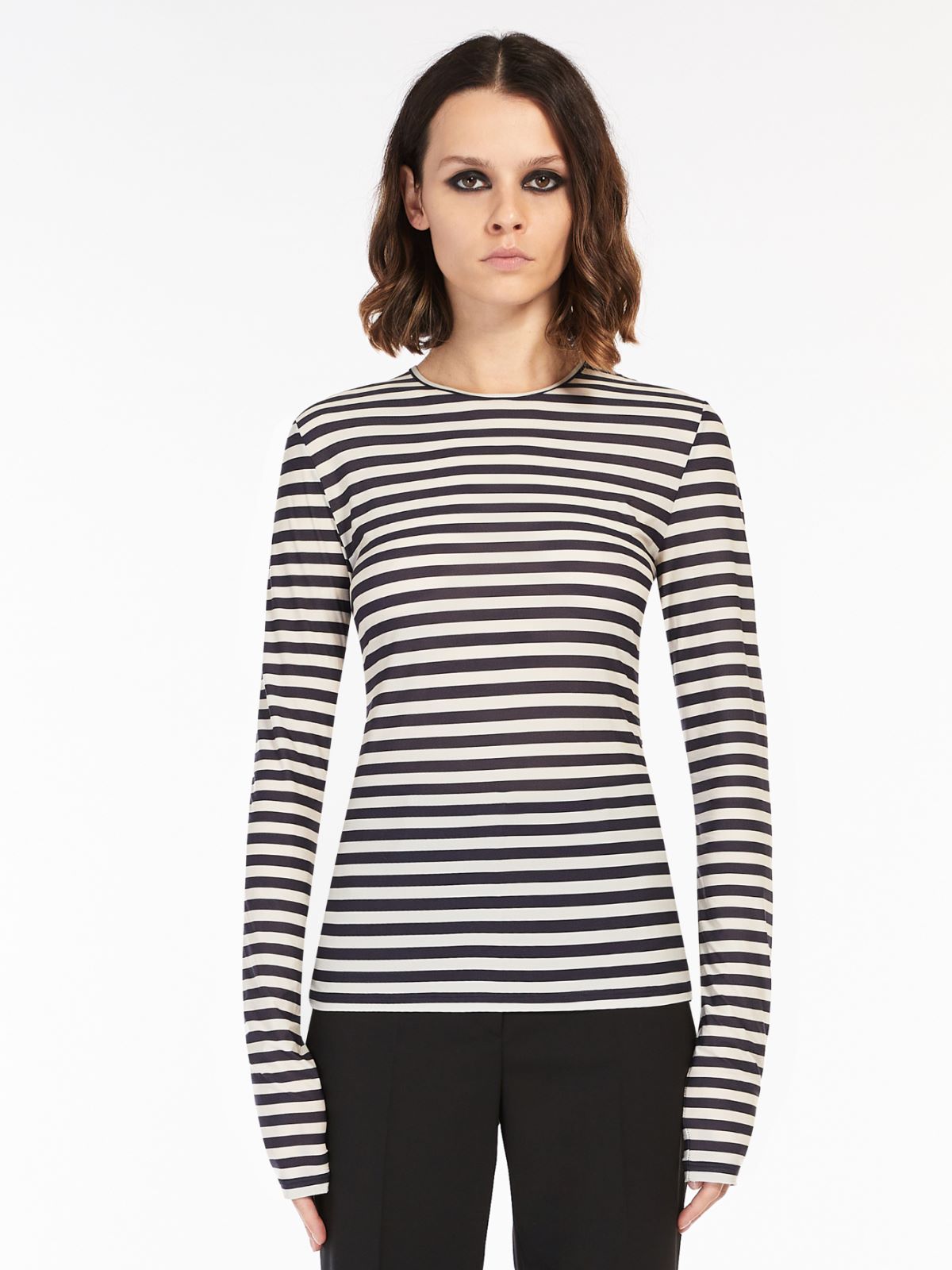 Stretch jersey T-shirt - WHITE BLUE - Max Mara - 2