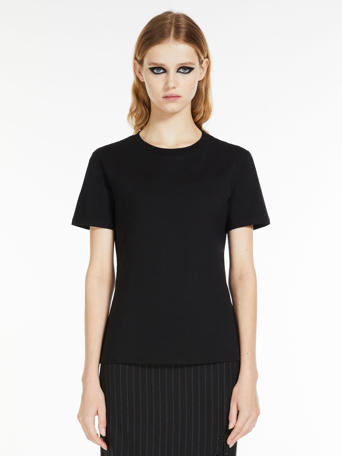 Slim-fit stretch cotton T-shirt - BLACK - Max Mara - 2