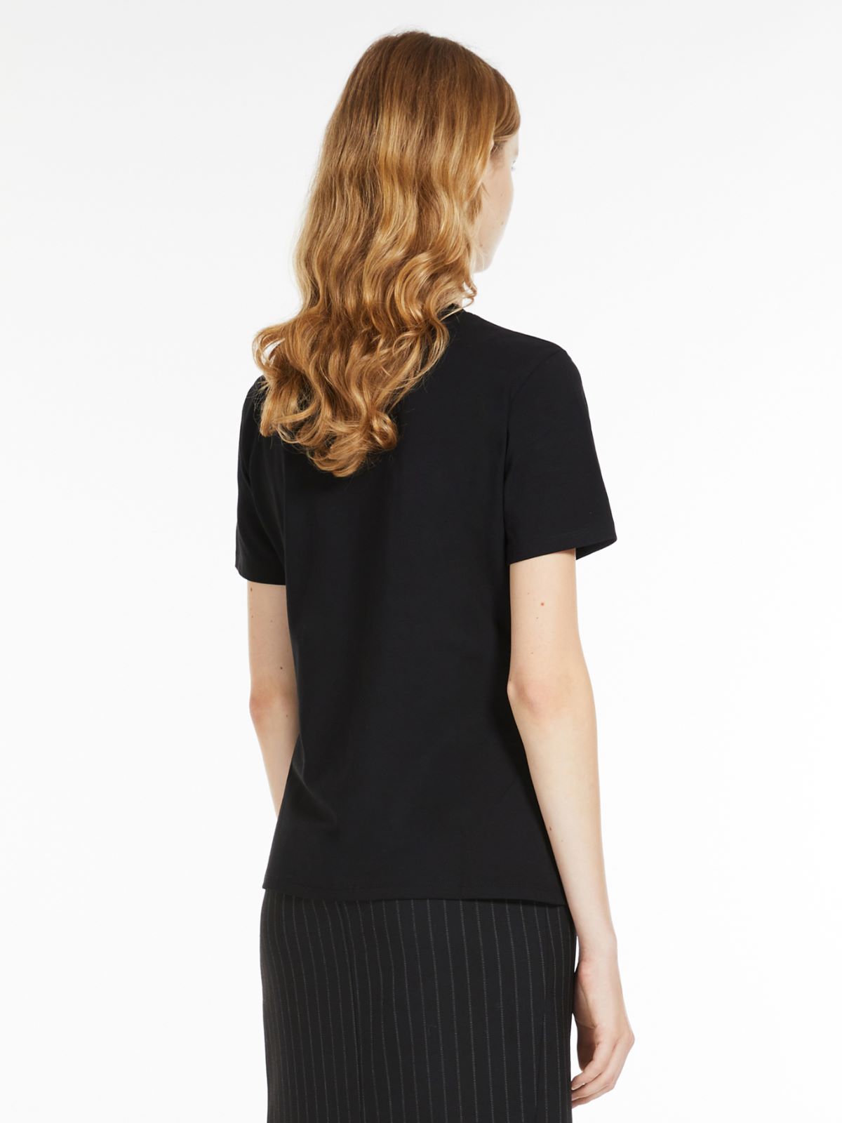 Slim-fit stretch cotton T-shirt - BLACK - Max Mara - 3