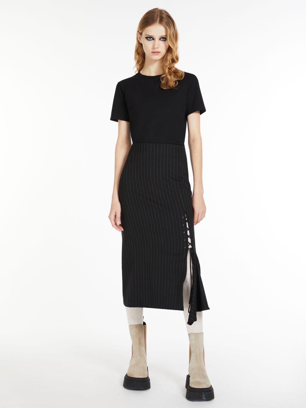 Slim-fit stretch cotton T-shirt - BLACK - Max Mara