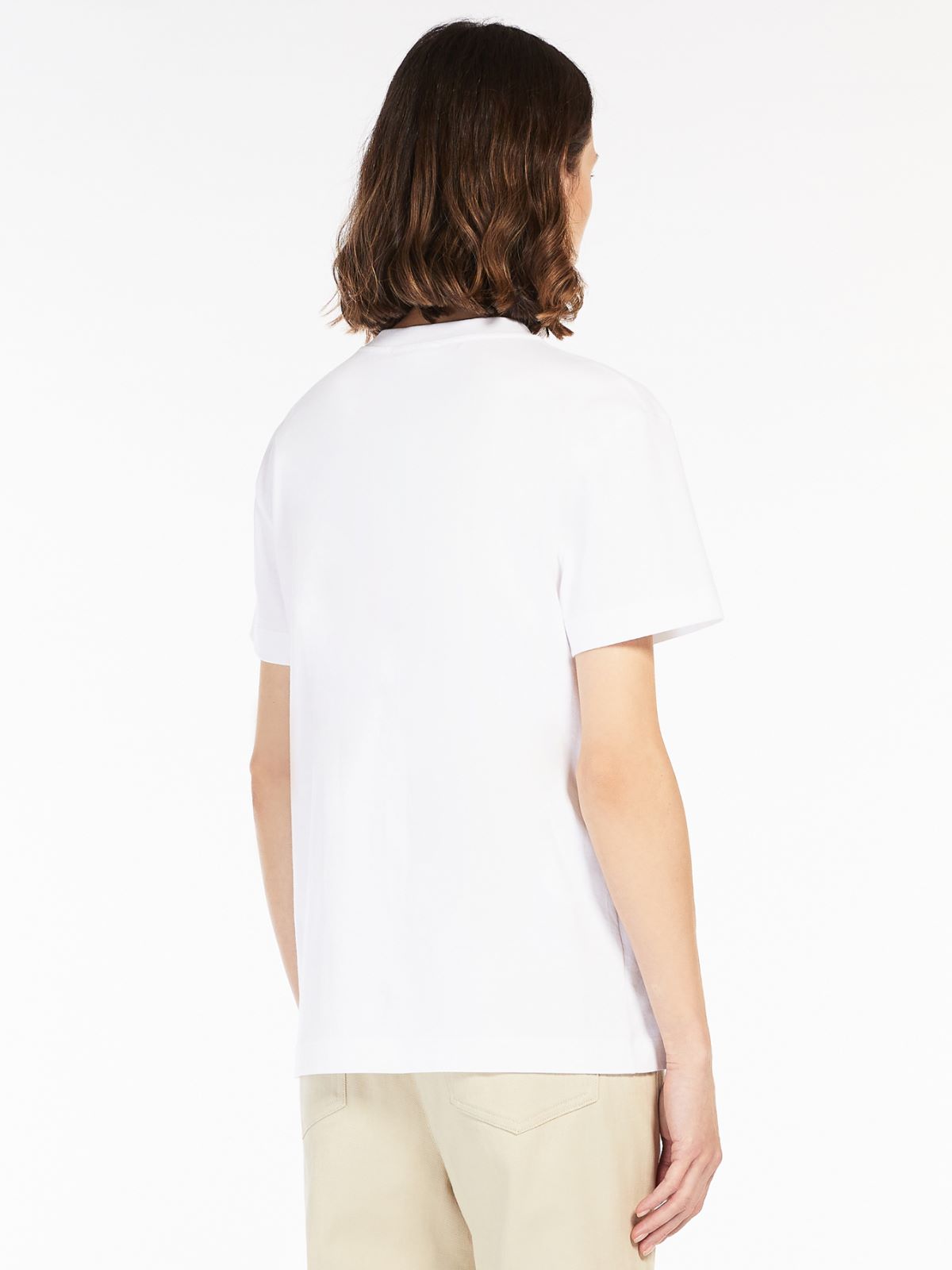 Embroidered cotton T-shirt - OPTICAL WHITE - Max Mara - 3