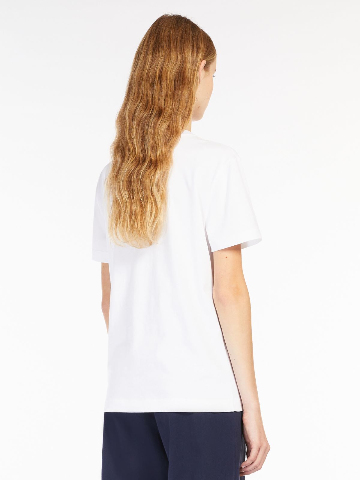 Embroidered cotton T-shirt - OPTICAL WHITE - Max Mara - 3