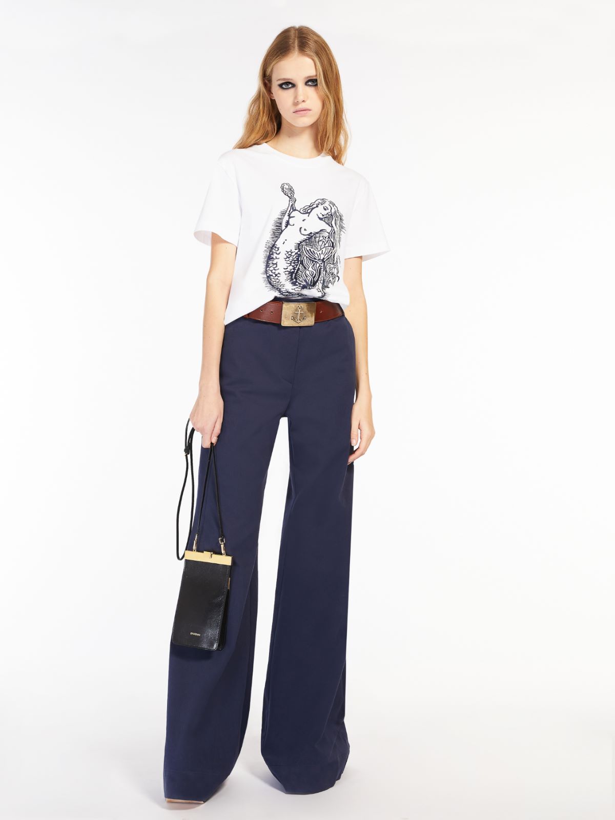 Embroidered cotton T-shirt - OPTICAL WHITE - Max Mara