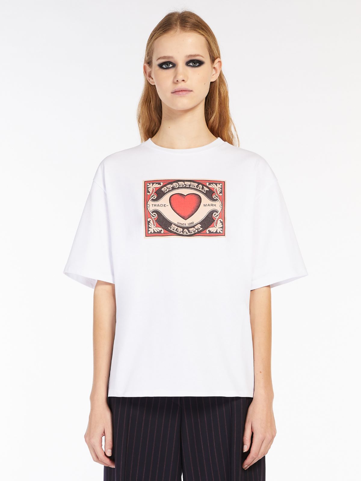 T-Shirt aus Baumwolle mit Print - WEISS - Max Mara - 2