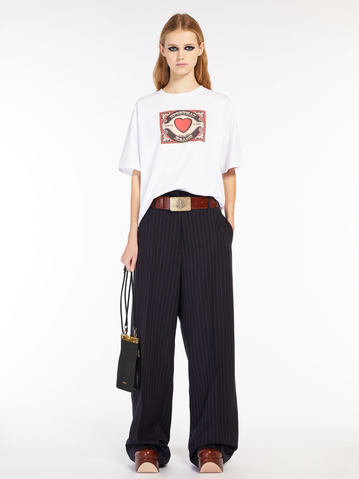 T-Shirt aus Baumwolle mit Print - WEISS - Max Mara