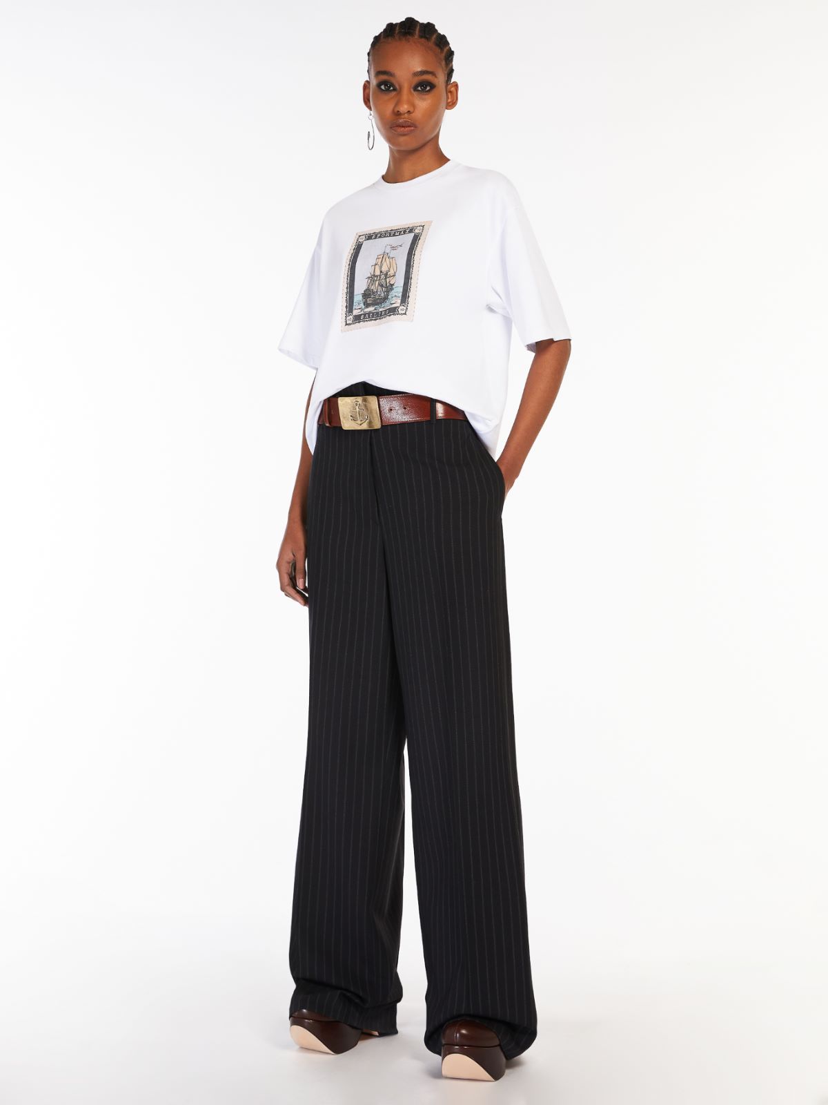 Printed cotton T-shirt - OPTICAL WHITE - Max Mara
