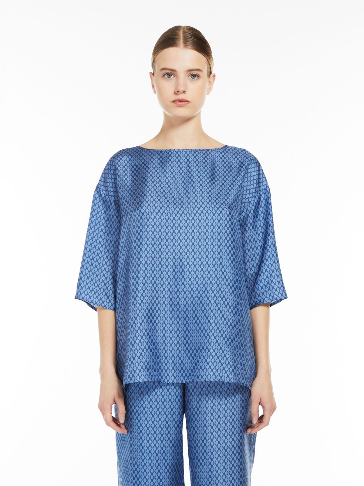 Silk twill tunic - CORNFLOWER BLUE - Max Mara - 2