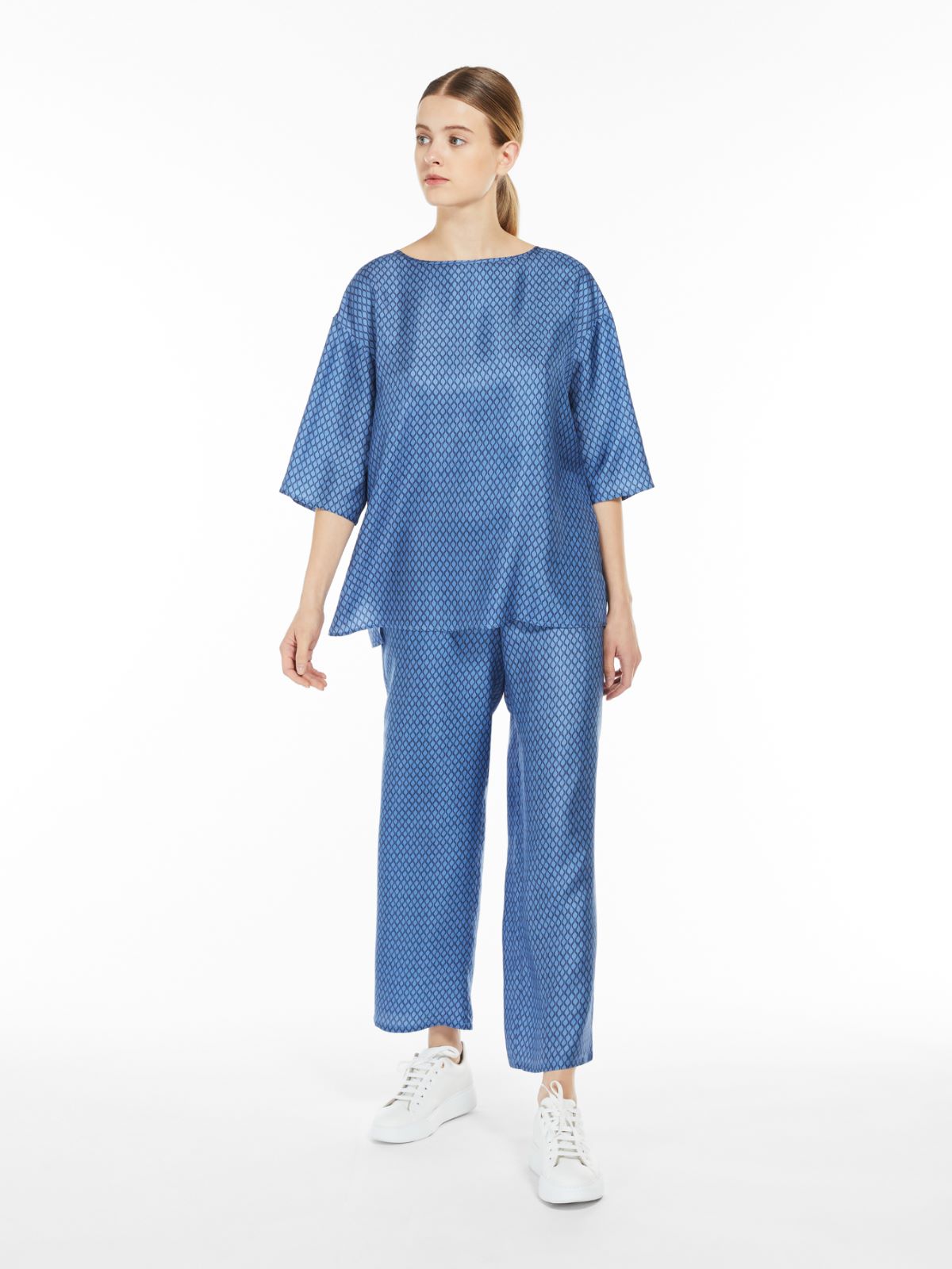 Silk twill tunic - CORNFLOWER BLUE - Max Mara