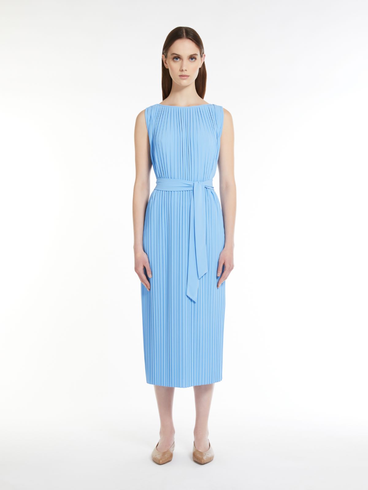 Pleated jersey dress - LIGHT BLUE - Max Mara - 2