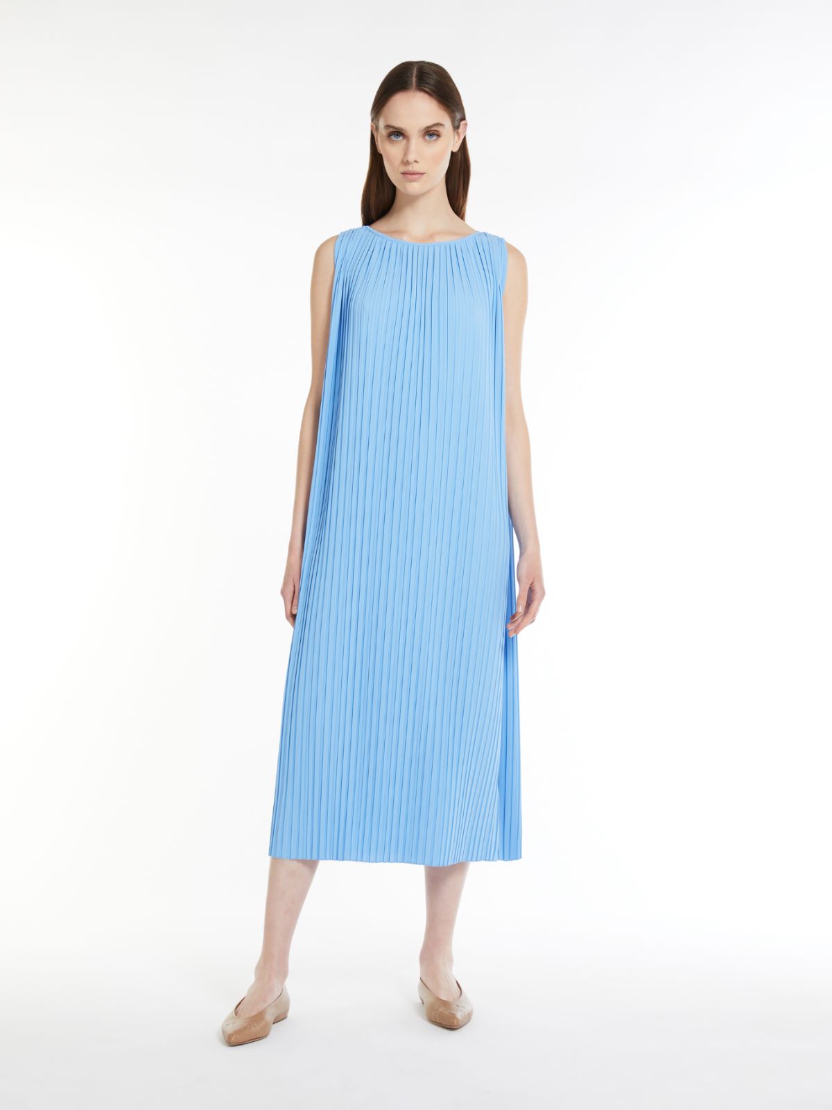 Pleated jersey dress - LIGHT BLUE - Max Mara