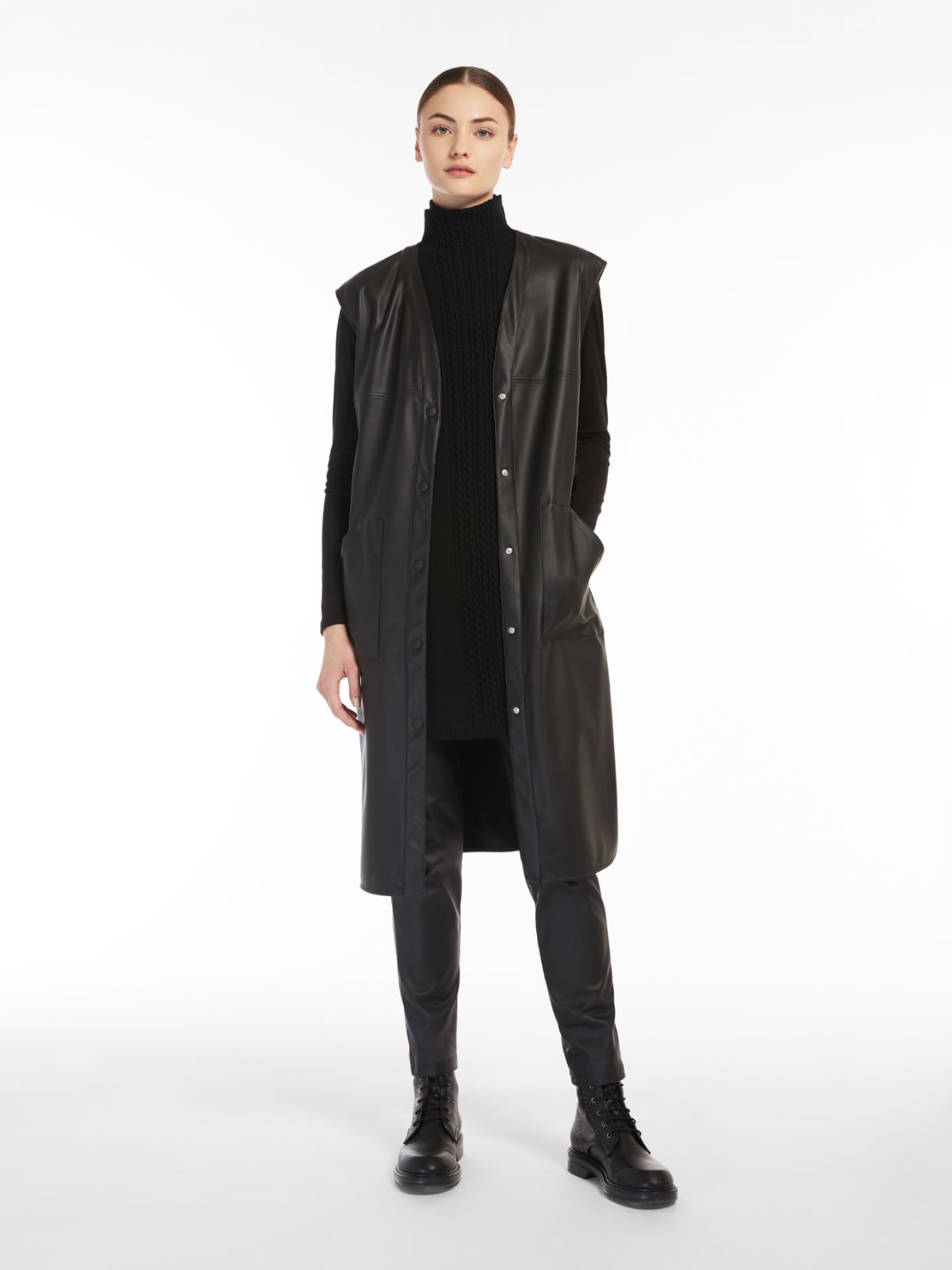 Coated jersey gilet - BLACK - Max Mara