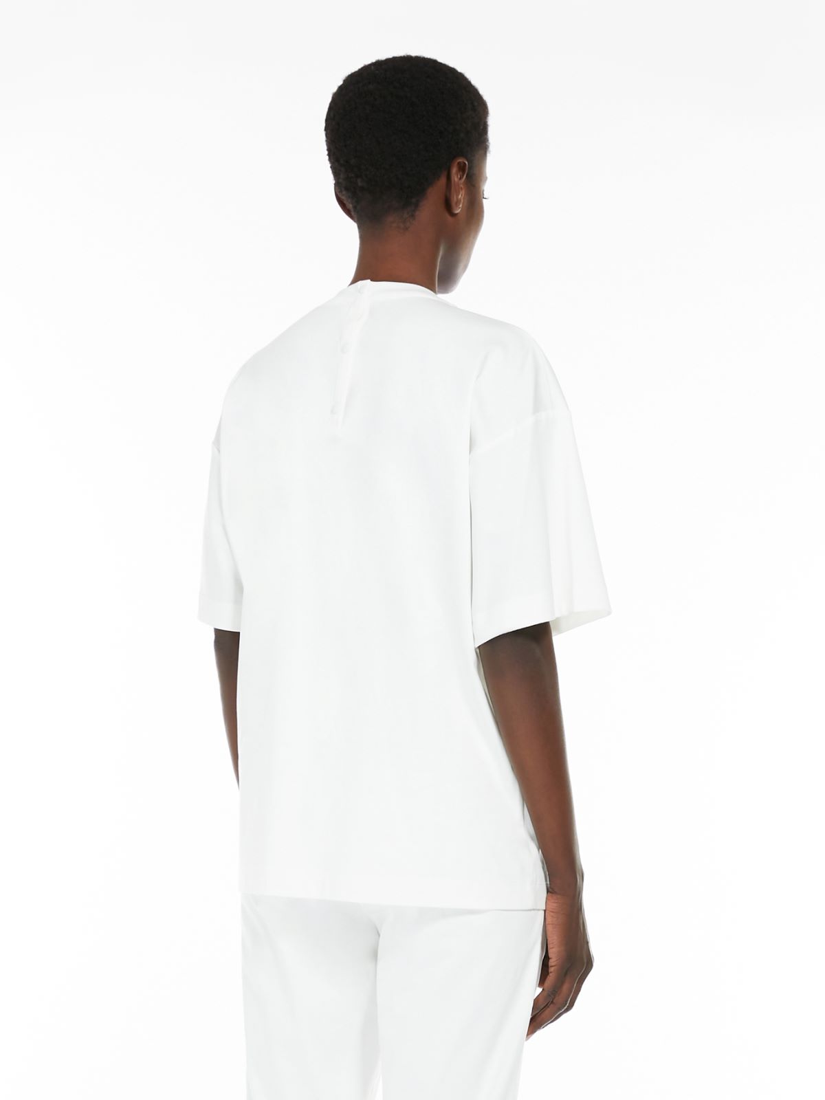 Cotton jersey interlock T-shirt - WHITE - Max Mara - 3