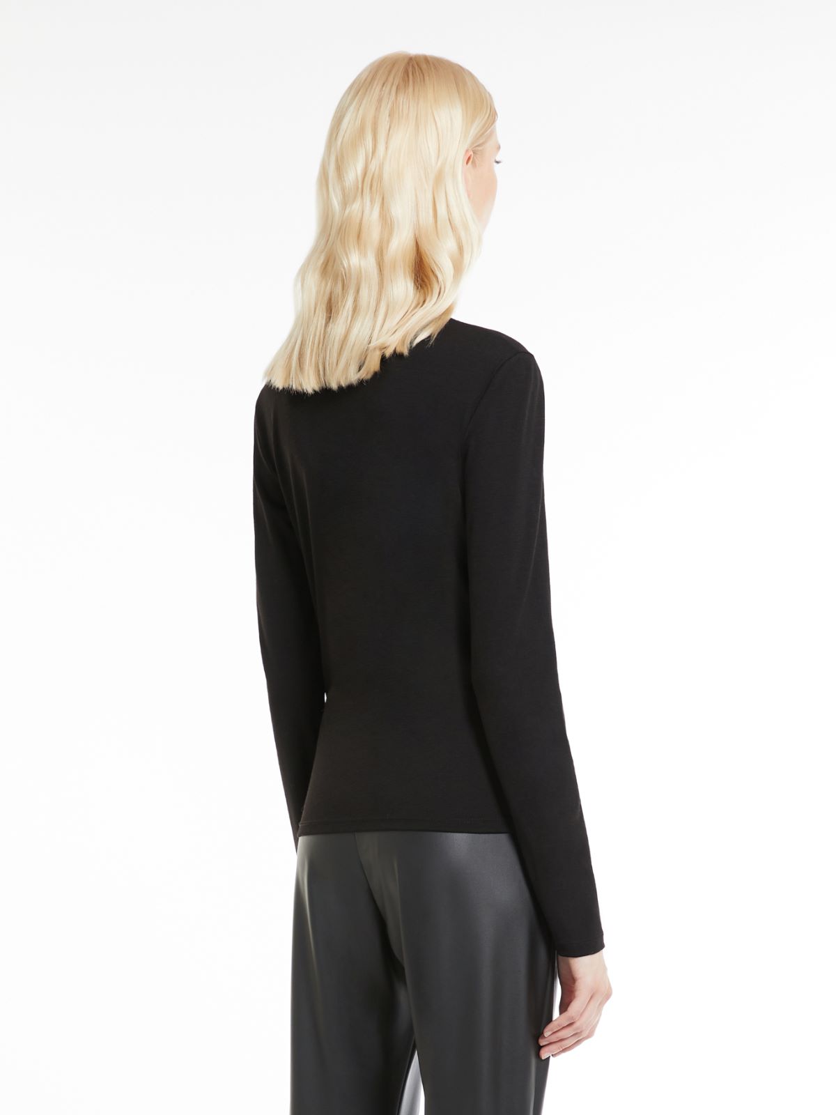 Wool jersey T-shirt - BLACK - Max Mara - 3