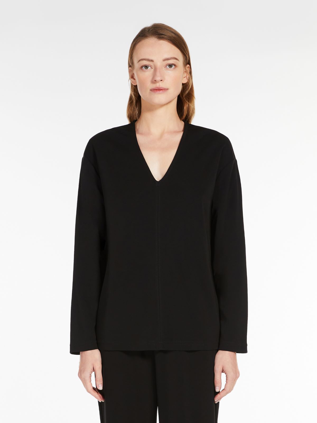 Viscose crepe jersey tunic - BLACK - Max Mara - 2