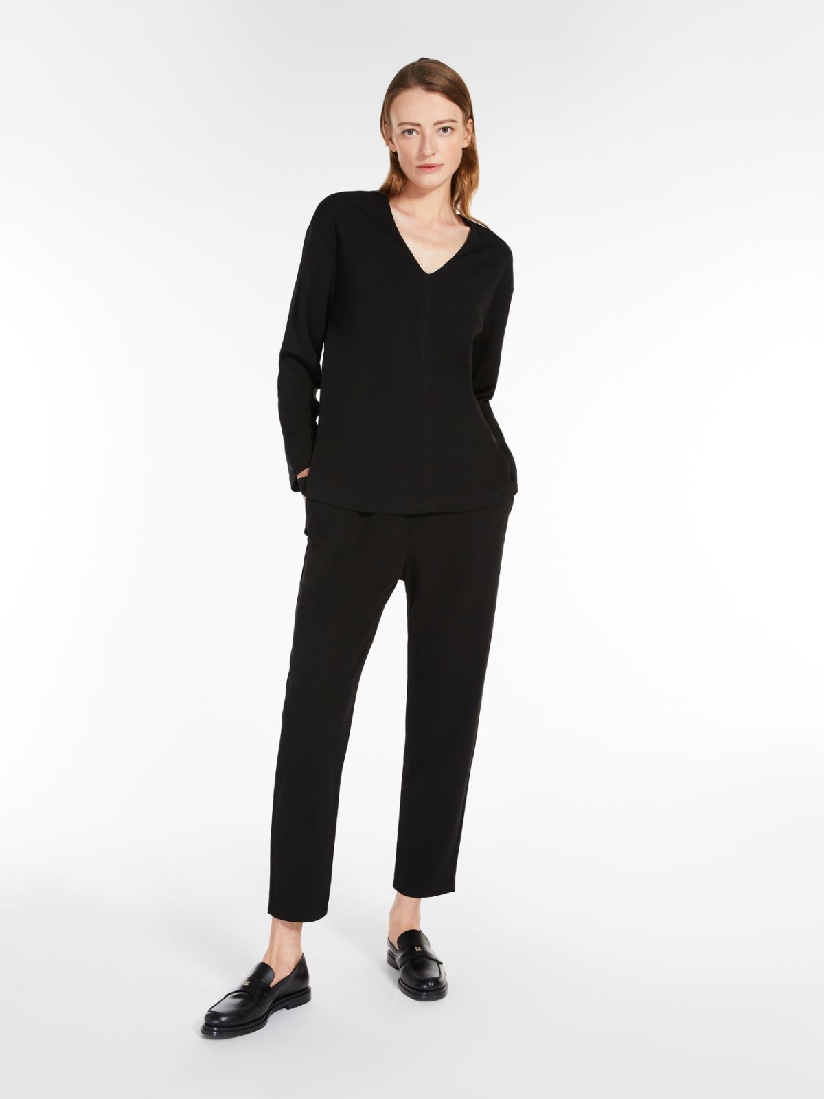 Viscose crepe jersey tunic - BLACK - Max Mara