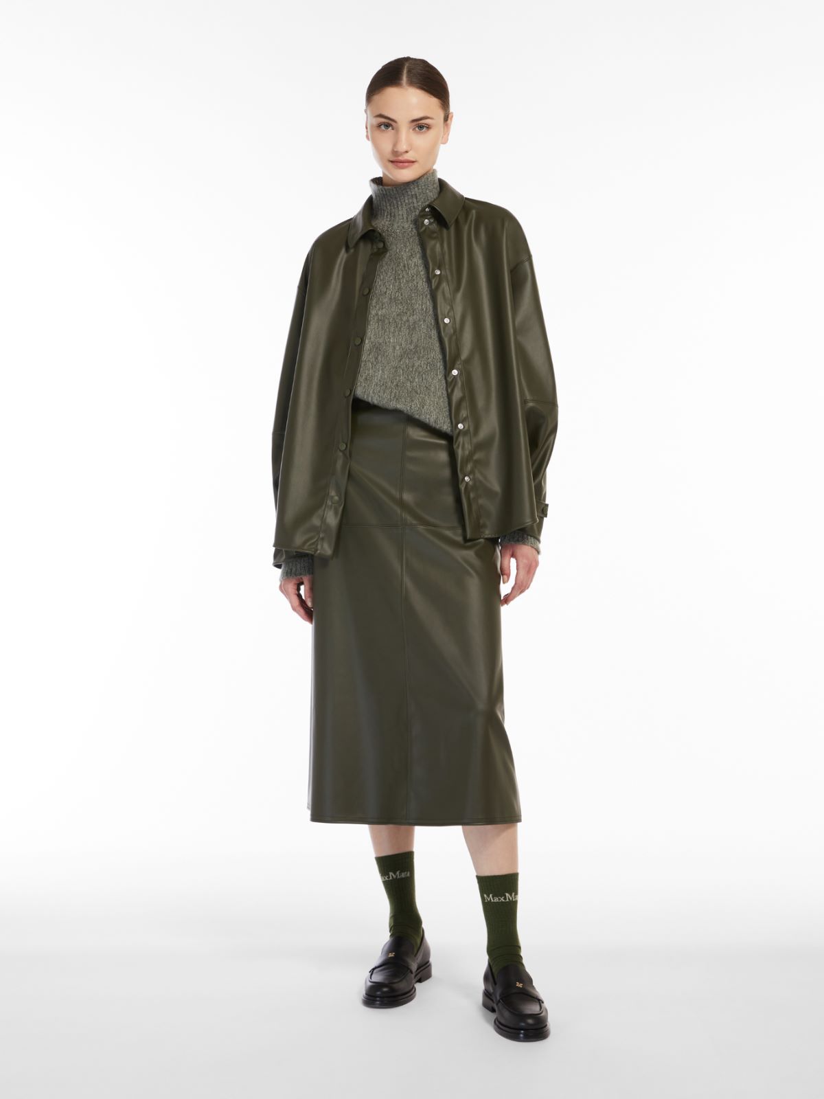 Coated jersey shirt - OLIVE GREEN - Max Mara