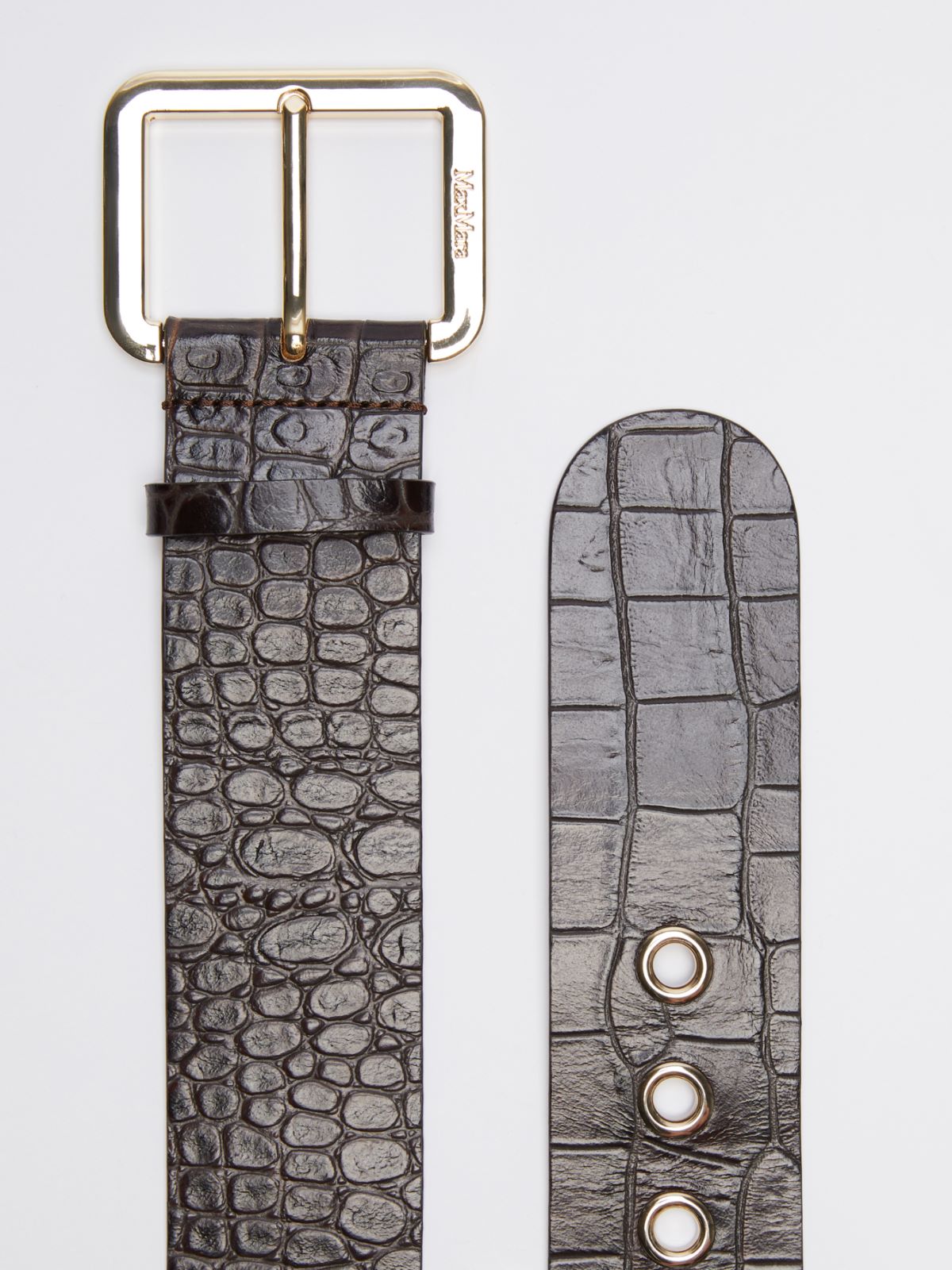 Crocodile-print leather belt - CHOCOLATE - Max Mara - 2