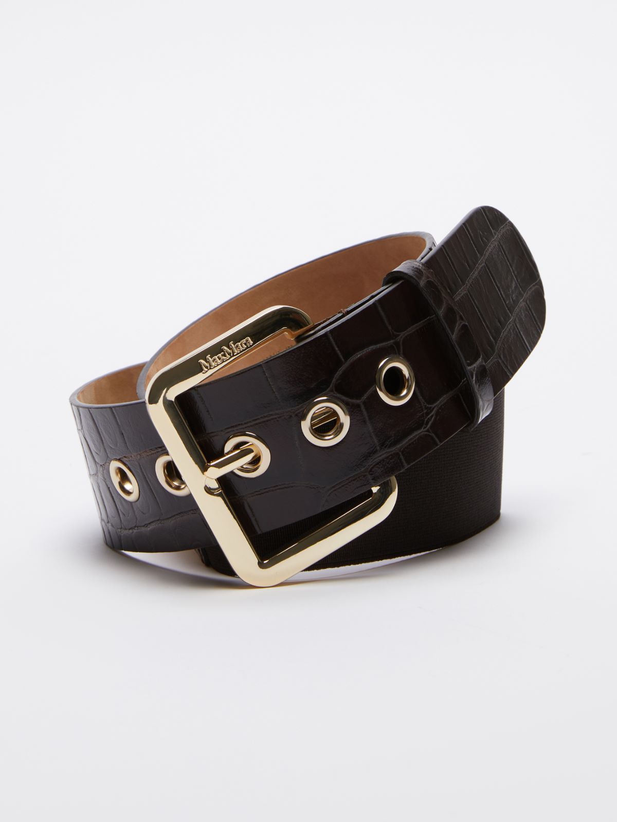 Crocodile-print leather belt - CHOCOLATE - Max Mara