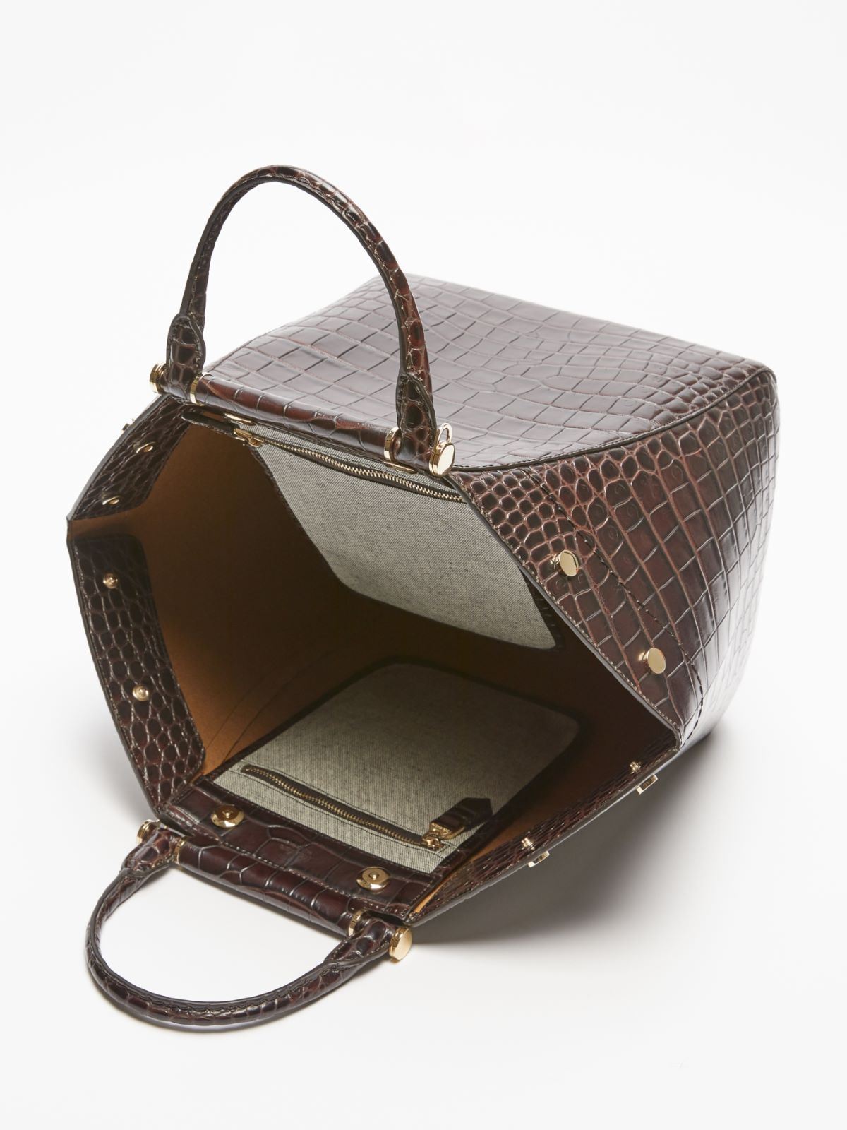 Mittelgroße Tasche Anita mit Kroko-Print - SCHOKOLADE - Max Mara - 5