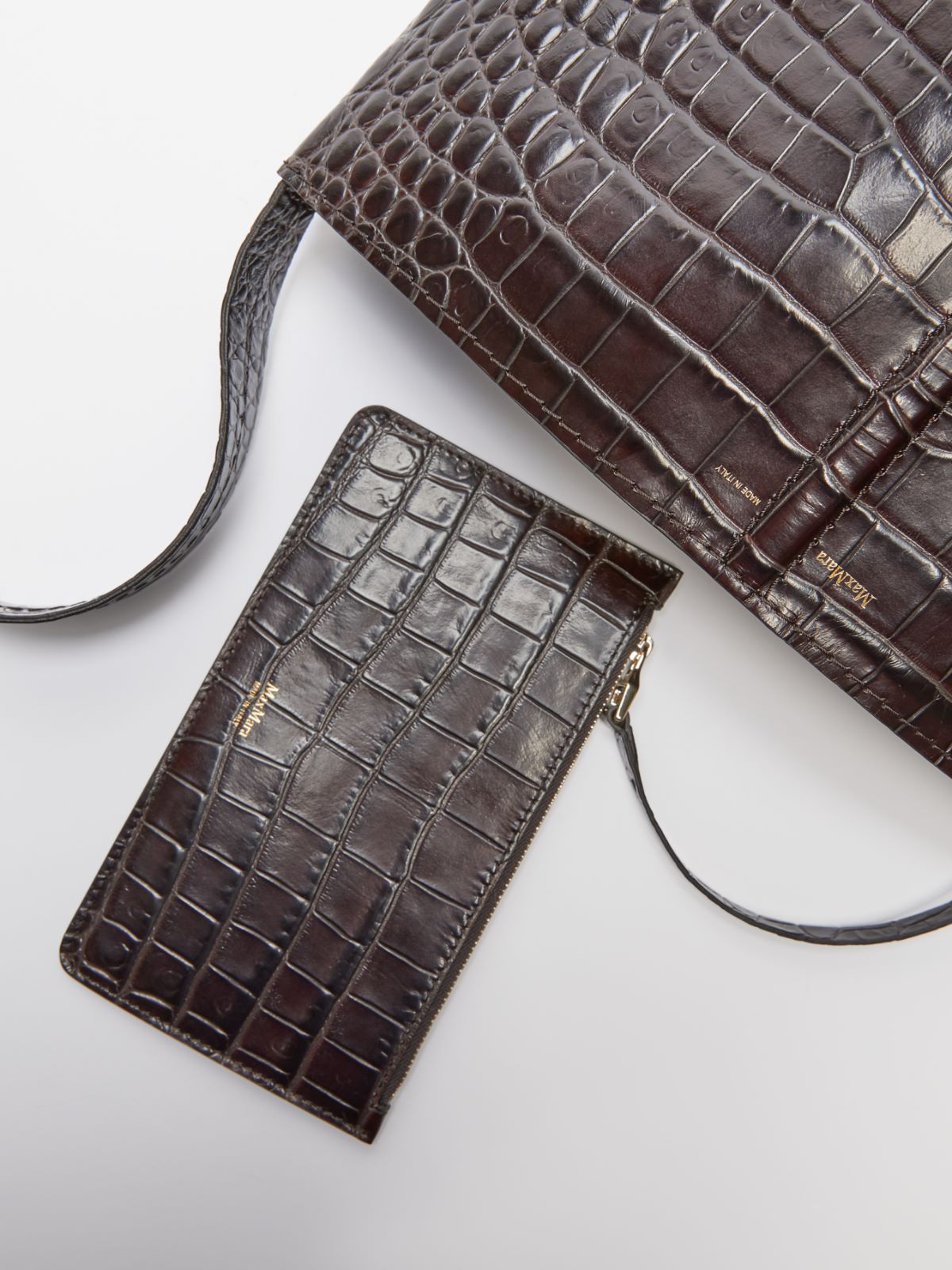 Crocodile-print Bucket bag - CHOCOLATE - Max Mara - 4