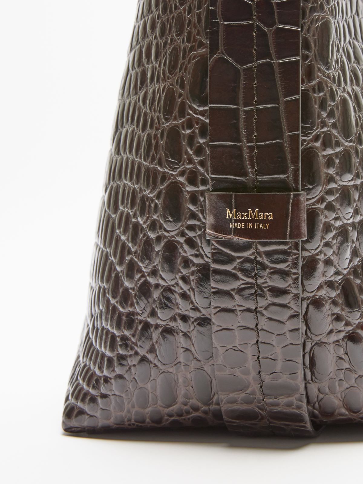 Crocodile-print Bucket bag - CHOCOLATE - Max Mara - 5