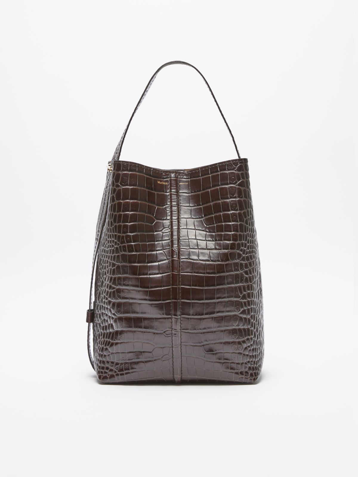 Crocodile-print Bucket bag - CHOCOLATE - Max Mara