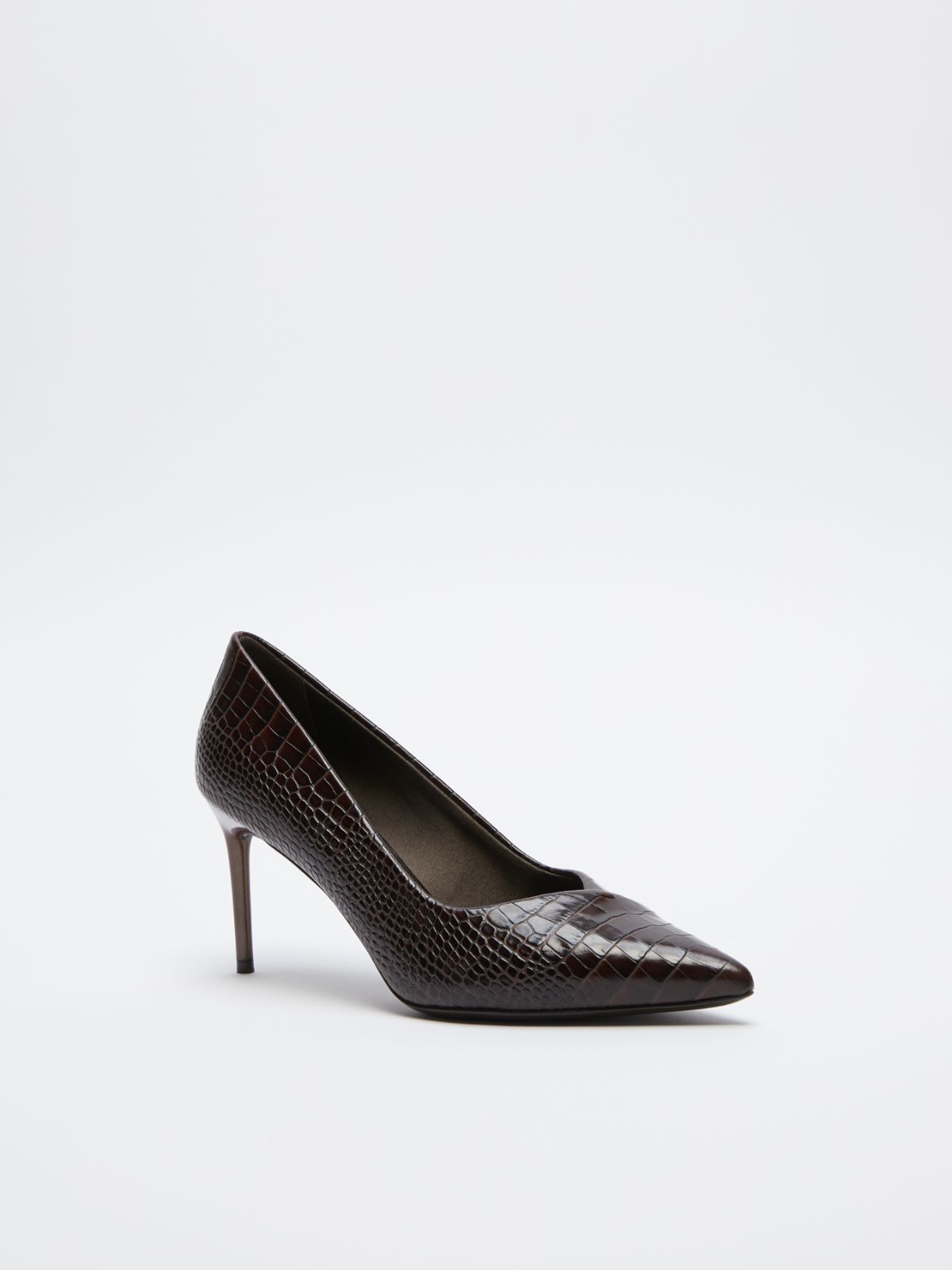 Crocodile-print court shoes - CHOCOLATE - Max Mara - 2