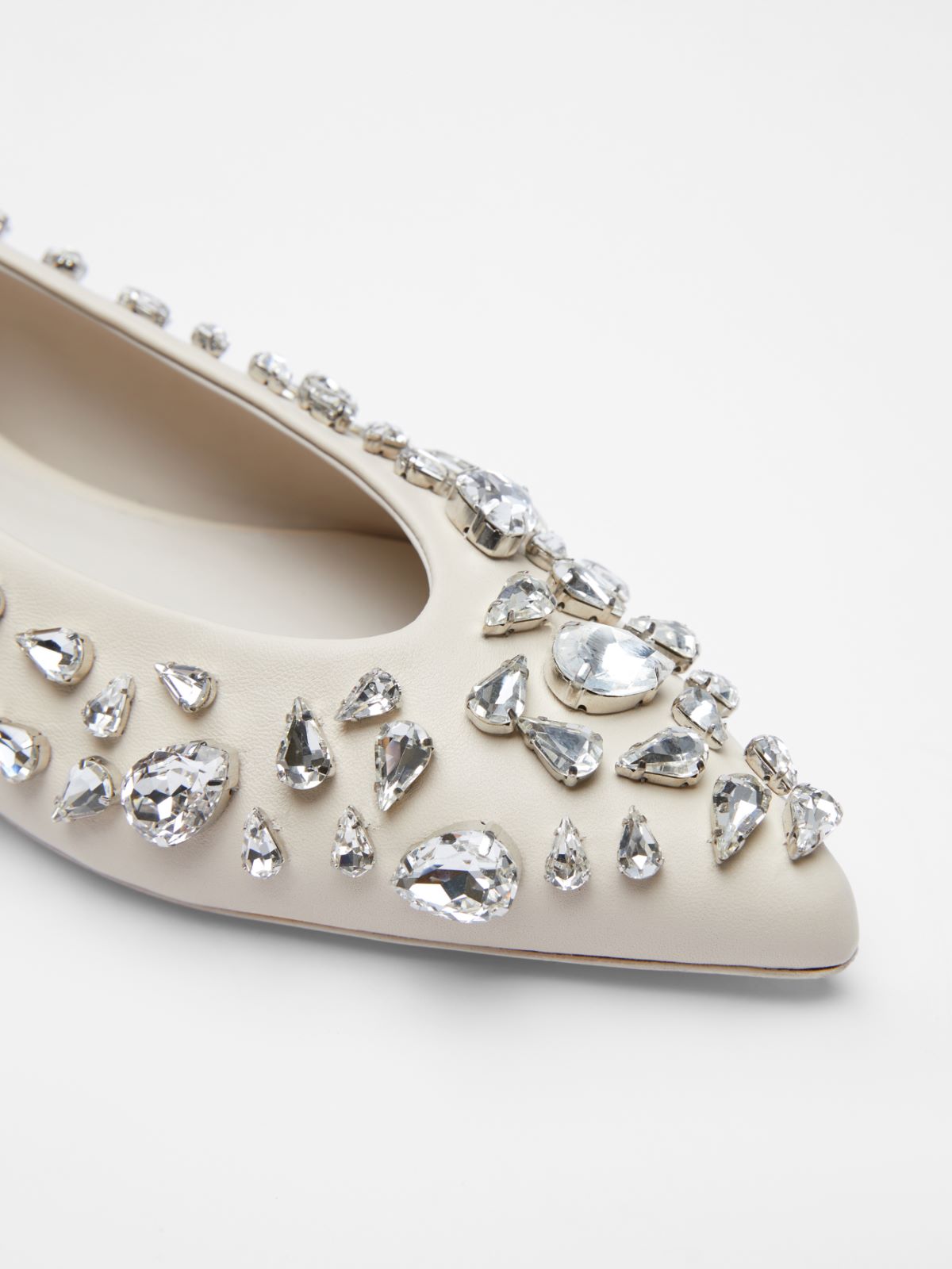 Nappa leather and crystal ballet flats - VANILLA - Max Mara - 4