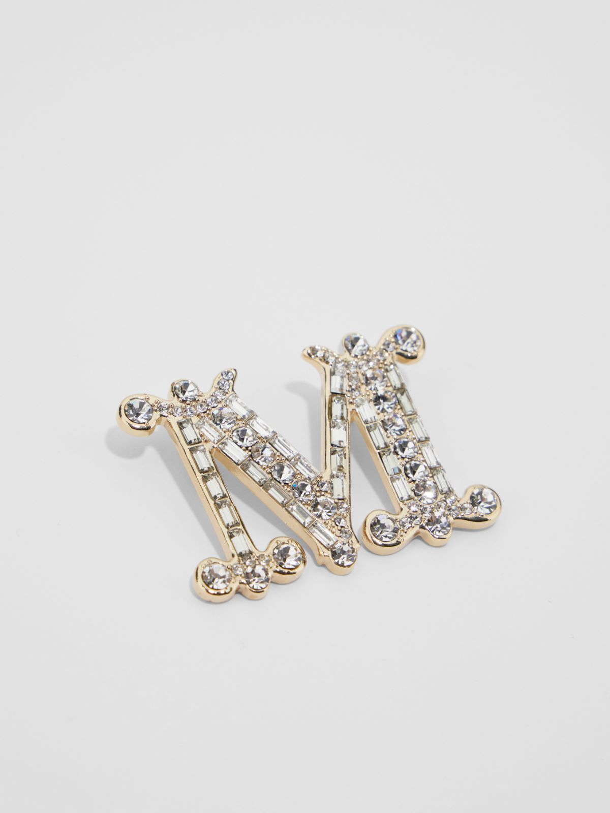 Monogram brooch with crystals - OPTICAL WHITE - Max Mara - 2