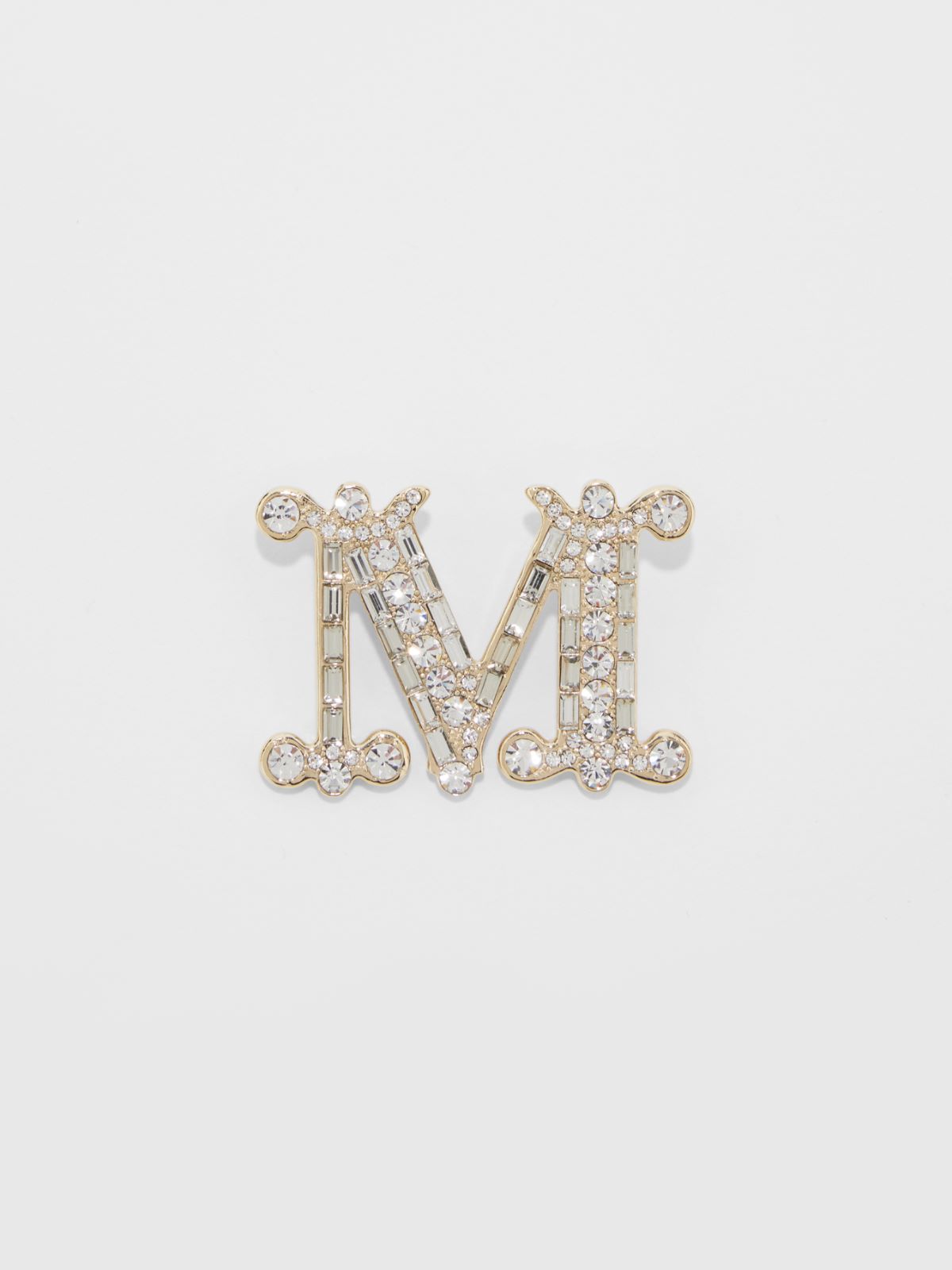 Monogram brooch with crystals - OPTICAL WHITE - Max Mara