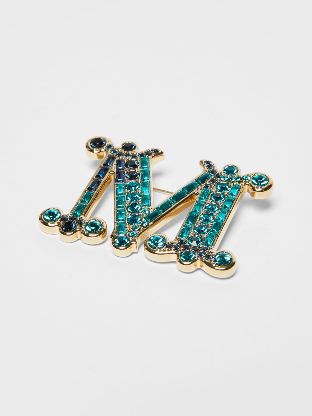 Monogram brooch with crystals - TURQUOISE - Max Mara - 2