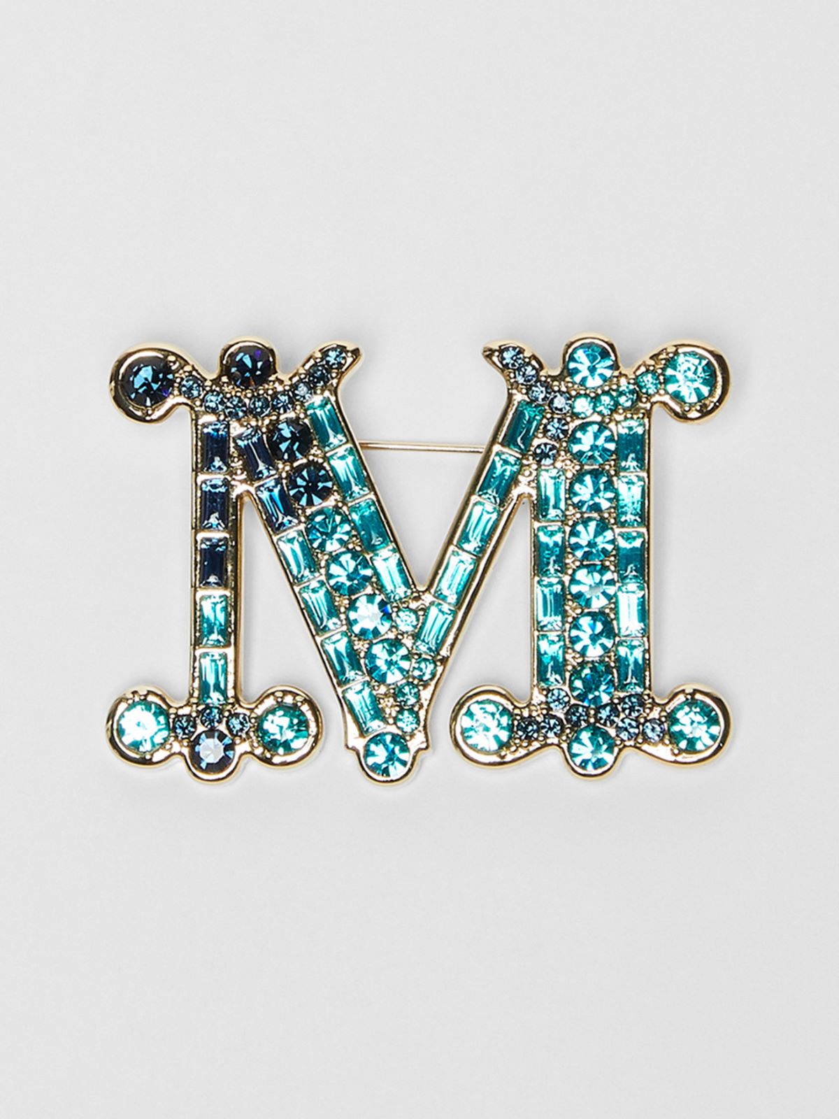 Monogram brooch with crystals - TURQUOISE - Max Mara