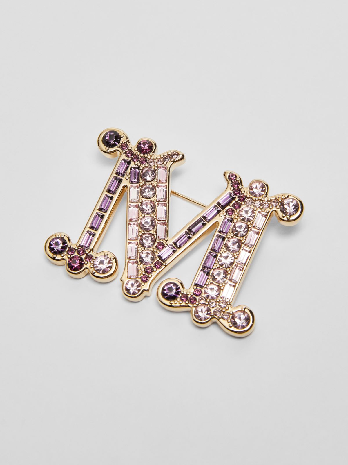 Monogram brooch with crystals - RED - Max Mara - 2