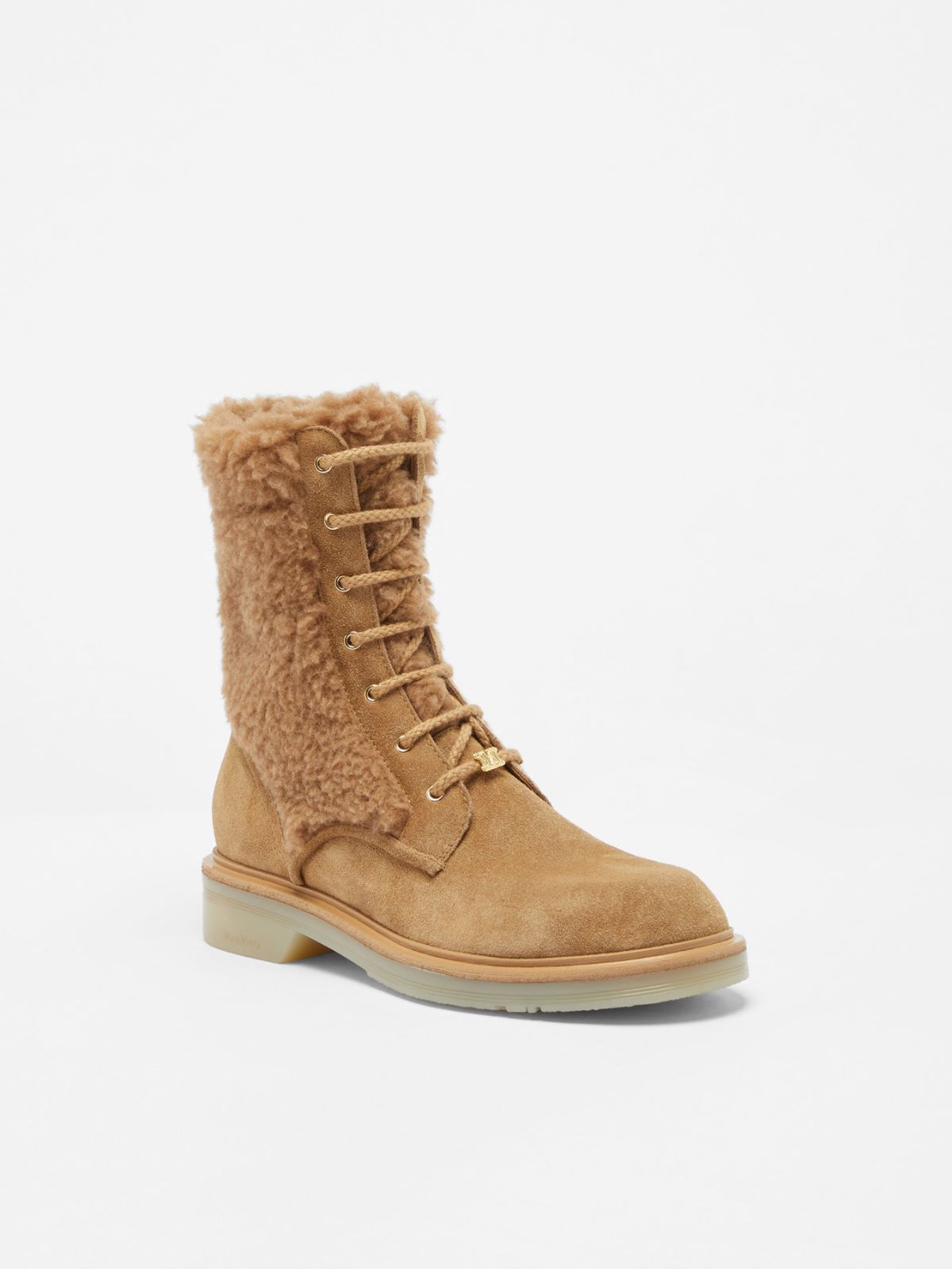 Leather and camel combat boots - CAMEL - Max Mara - 2