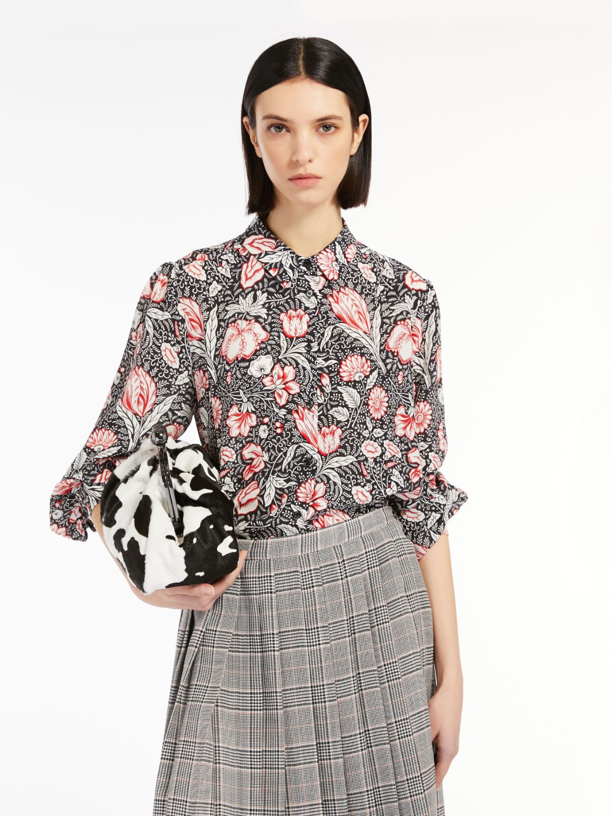 Silk crepe de chine shirt - BLACK - Max Mara - 4