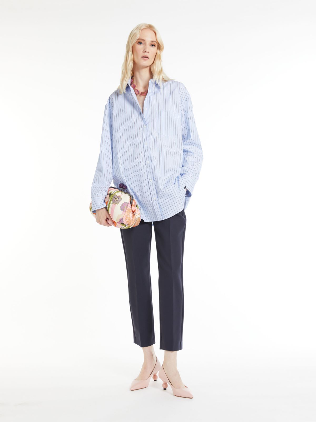 Double viscose-blend cloth trousers - NAVY - Max Mara