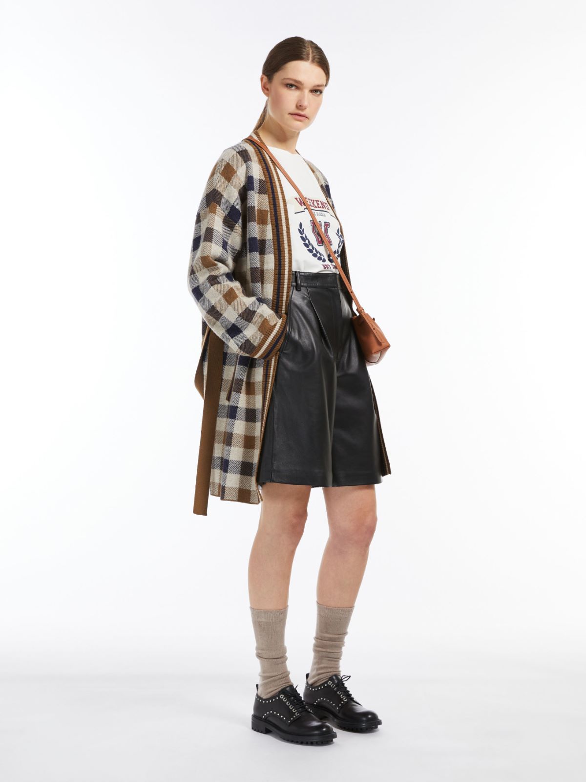 Nappa leather Bermuda shorts - BLACK - Max Mara