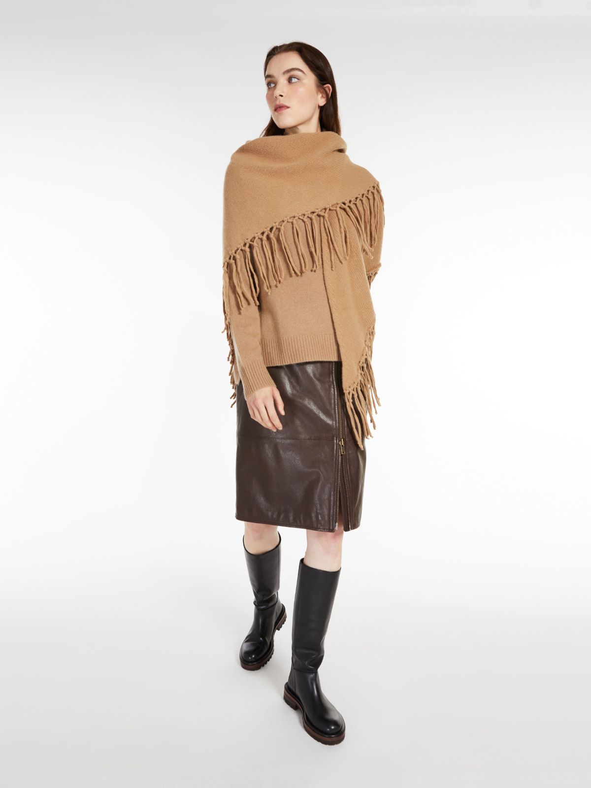 Wool triangle scarf - CAMEL - Max Mara