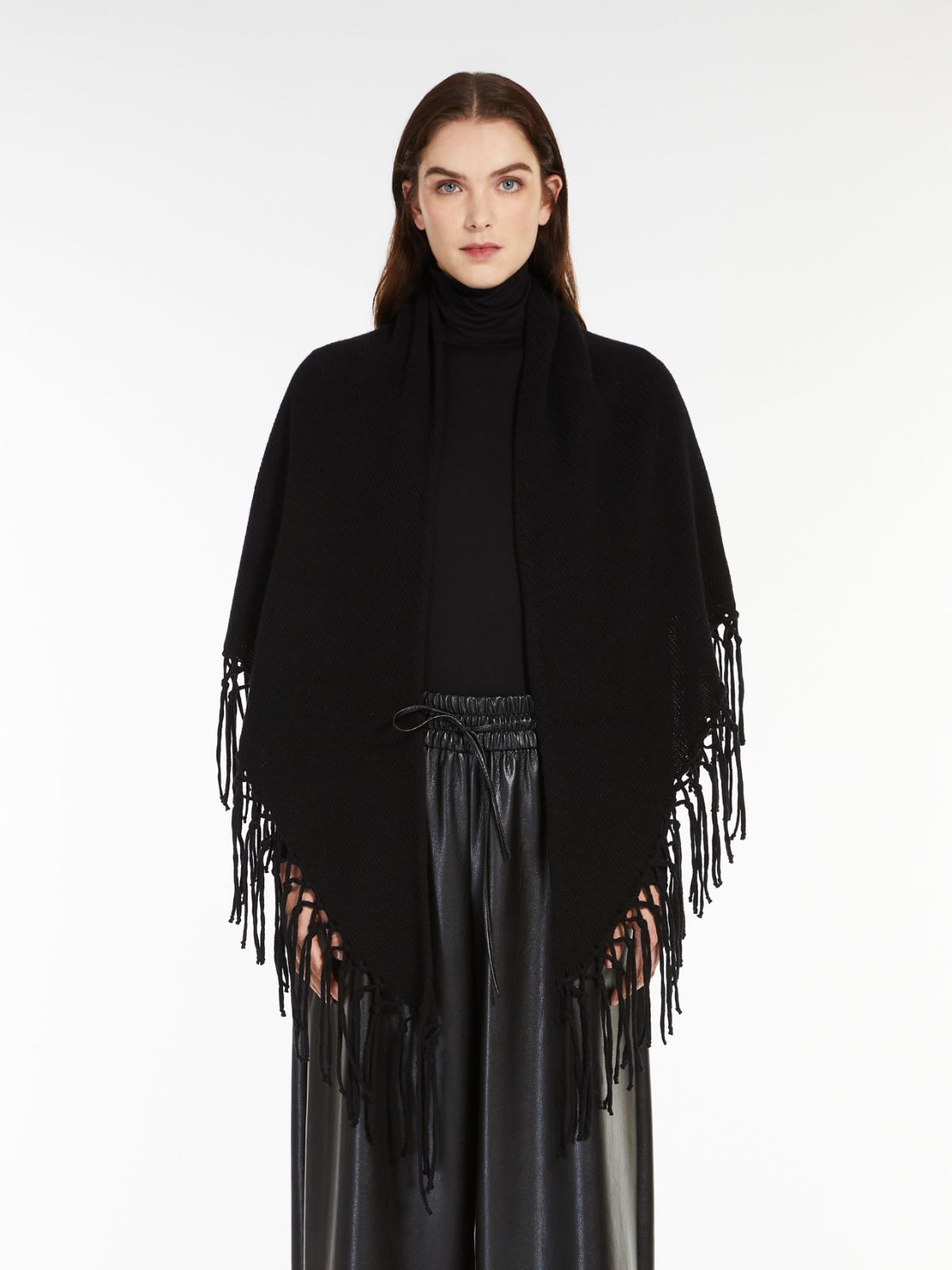 Wool triangle scarf - BLACK - Max Mara - 2