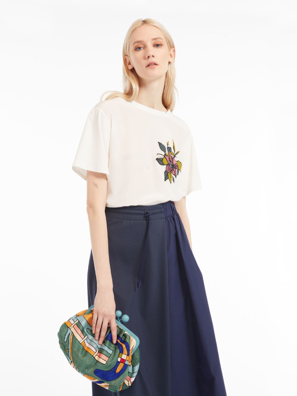 Crepe de chine T-shirt - WHITE - Max Mara - 4
