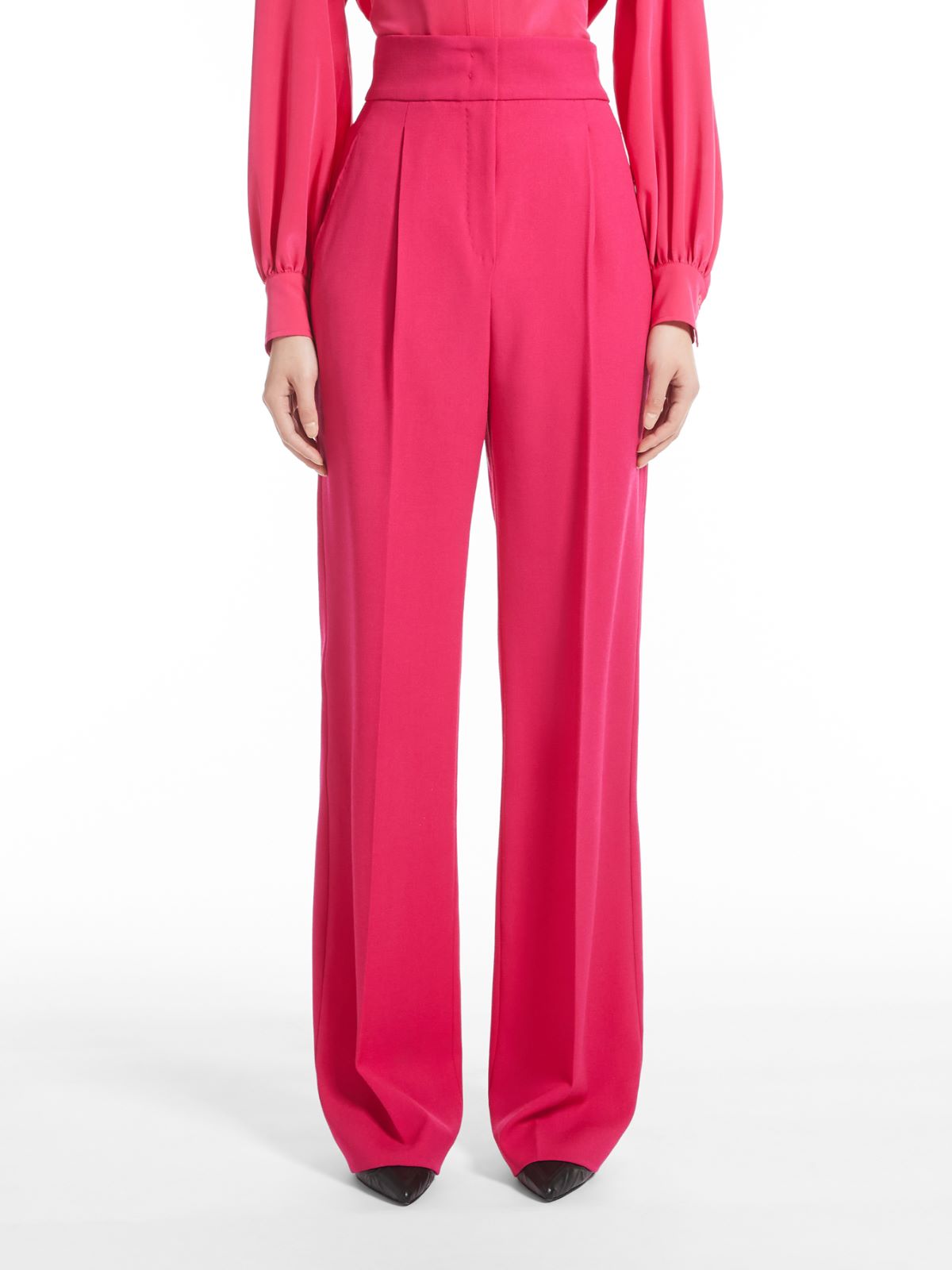 Pantaloni in crêpe satin di lana - FUXIA - Max Mara - 2
