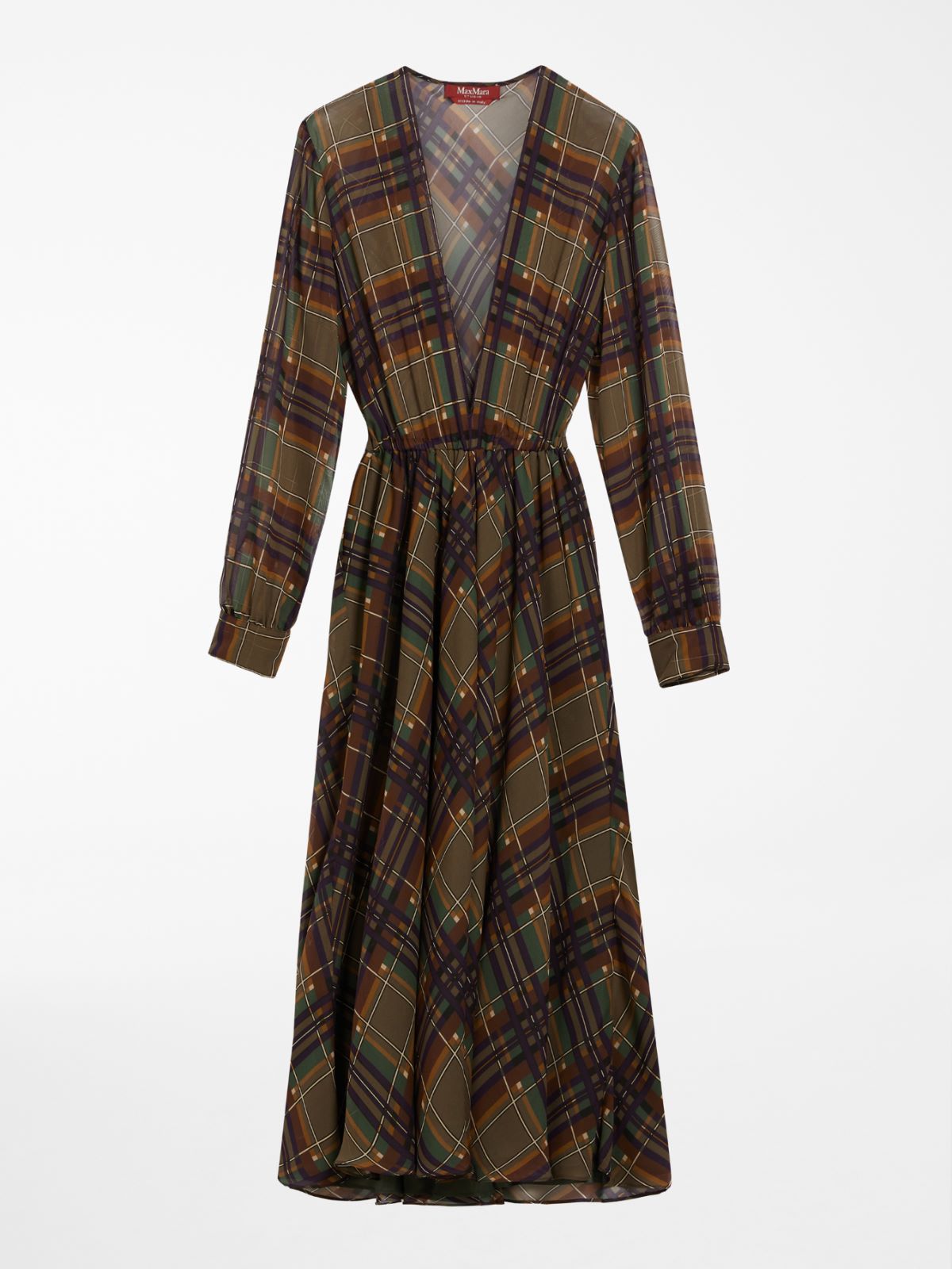 Max Mara Espresso & Cream Stripe Silk Tunic Dress XXL