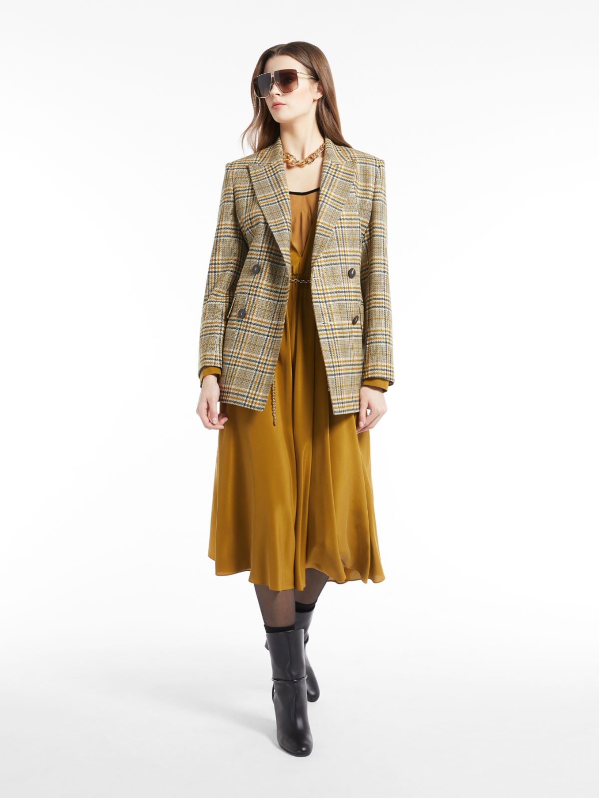 Silk crepe de chine dress - OLIVE GREEN - Max Mara