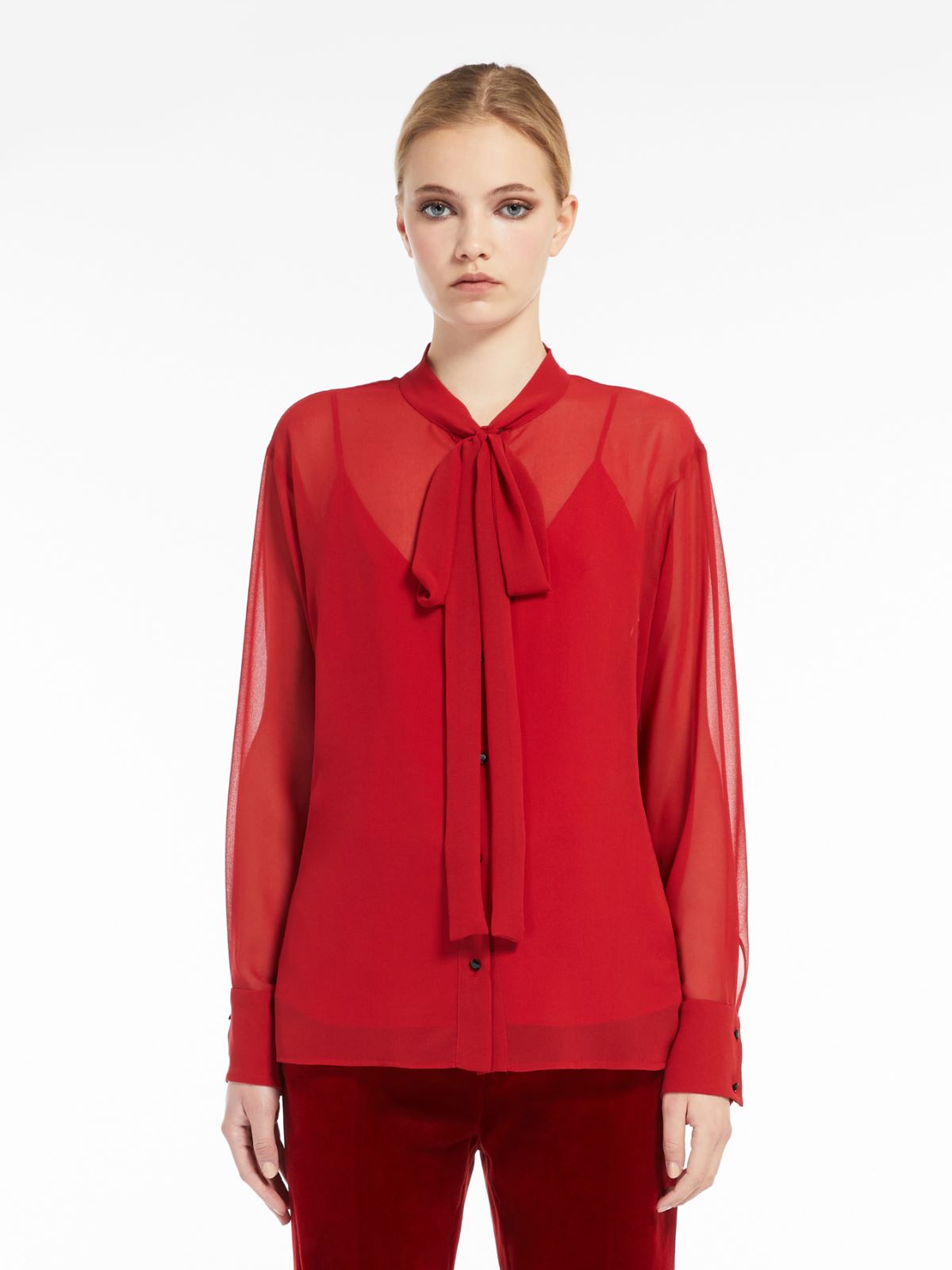 Chemisier en georgette - ROUGE - Max Mara - 2
